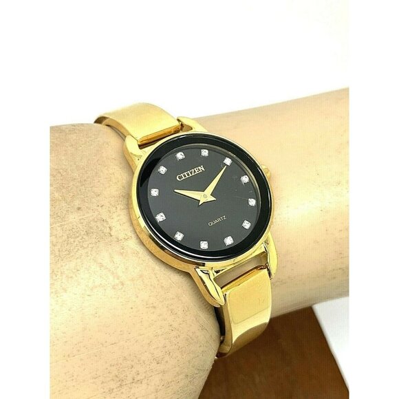 Citizen Women's Watch EZ6372-69E Quartz 26mm Black Dial Gold Tone Steel - Picture 5 of 13